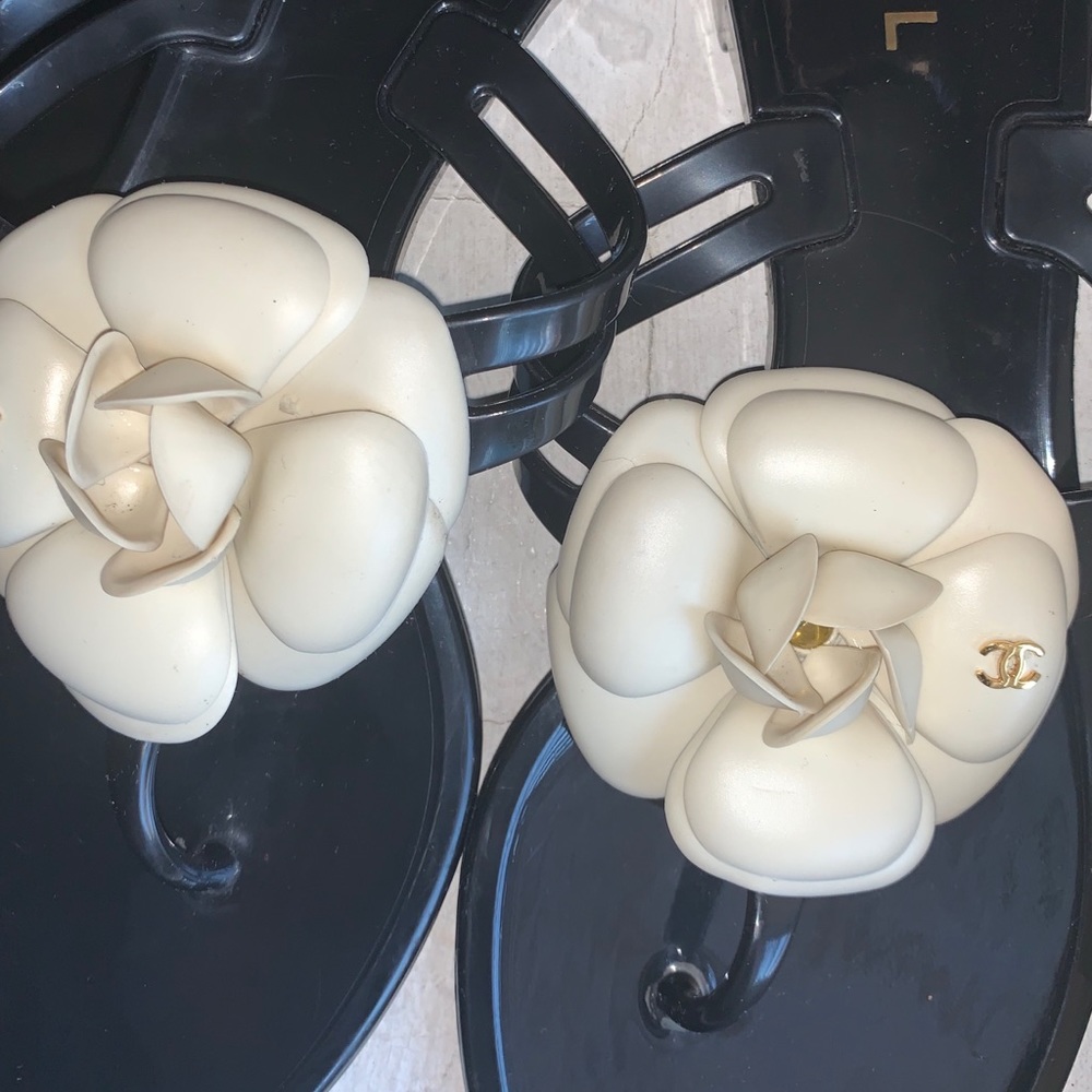 Chanel camellia jelly sandals
